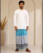 প্রিমিয়াম টু-পার্ট লুঙ্গি - আকাশী নীল - Image 17