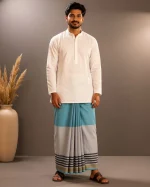 প্রিমিয়াম টু-পার্ট লুঙ্গি - আকাশী নীল - Image 5