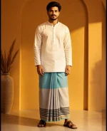 প্রিমিয়াম টু-পার্ট লুঙ্গি - আকাশী নীল - Image 12