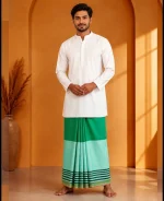 প্রিমিয়াম টু-পার্ট লুঙ্গি - ডিপ গ্রীন - Image 15