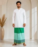 প্রিমিয়াম টু-পার্ট লুঙ্গি - ডিপ গ্রীন - Image 7