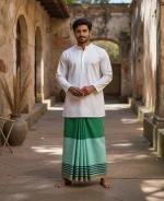 প্রিমিয়াম টু-পার্ট লুঙ্গি - ডিপ গ্রীন - Image 6