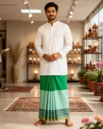 প্রিমিয়াম টু-পার্ট লুঙ্গি - ডিপ গ্রীন - Image 5