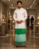 প্রিমিয়াম টু-পার্ট লুঙ্গি - ডিপ গ্রীন - Image 4