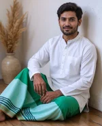 প্রিমিয়াম টু-পার্ট লুঙ্গি - ডিপ গ্রীন - Image 2