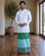 প্রিমিয়াম টু-পার্ট লুঙ্গি - ডিপ গ্রীন - Image 14