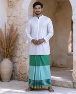 প্রিমিয়াম টু-পার্ট লুঙ্গি - ডিপ গ্রীন - Image 13