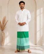 প্রিমিয়াম টু-পার্ট লুঙ্গি - ডিপ গ্রীন - Image 12