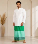 প্রিমিয়াম টু-পার্ট লুঙ্গি - ডিপ গ্রীন - Image 11
