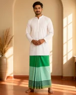 প্রিমিয়াম টু-পার্ট লুঙ্গি - ডিপ গ্রীন - Image 9