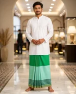 প্রিমিয়াম টু-পার্ট লুঙ্গি - ডিপ গ্রীন - Image 8