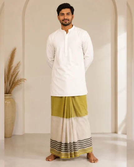 প্রিমিয়াম টু-পার্ট লুঙ্গি - জলপাই
