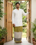 প্রিমিয়াম টু-পার্ট লুঙ্গি - জলপাই - Image 14