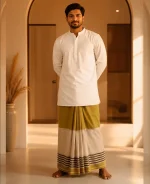 প্রিমিয়াম টু-পার্ট লুঙ্গি - জলপাই - Image 3