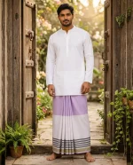 প্রিমিয়াম টু-পার্ট লুঙ্গি - হালকা বেগুনি - Image 6