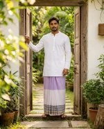 প্রিমিয়াম টু-পার্ট লুঙ্গি - হালকা বেগুনি - Image 2
