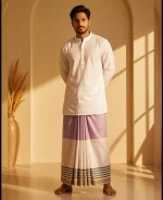 প্রিমিয়াম টু-পার্ট লুঙ্গি - হালকা বেগুনি - Image 15
