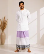 প্রিমিয়াম টু-পার্ট লুঙ্গি - হালকা বেগুনি - Image 11