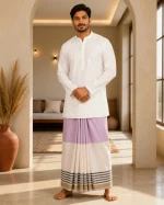 প্রিমিয়াম টু-পার্ট লুঙ্গি - হালকা বেগুনি - Image 10