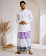 প্রিমিয়াম টু-পার্ট লুঙ্গি - হালকা বেগুনি - Image 8