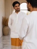 প্রিমিয়াম টু-পার্ট লুঙ্গি - বাদামী হলুদ - Image 11