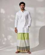 প্রিমিয়াম টু-পার্ট লুঙ্গি - লেমন-গ্রিন - Image 6