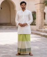 প্রিমিয়াম টু-পার্ট লুঙ্গি - লেমন-গ্রিন - Image 13